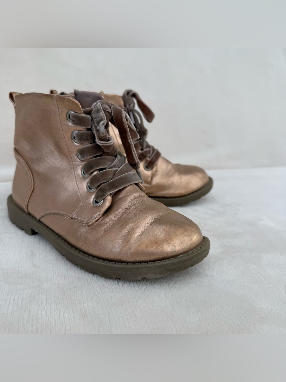 Gymboree Metallic Rose Soft Velvet Lace-Up Kids Ankle Boots
